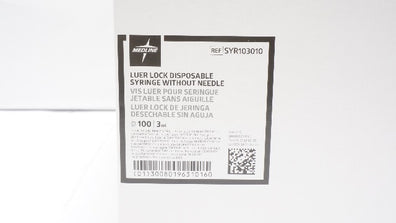 Medline SYR103010 3ml Luer Lock Disposable Syringe w/o Ndle - Box of 100
